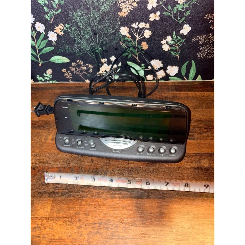 Digital Alarm Clock Large Green LED Display Snooze Dimmer Black Bedside Clock